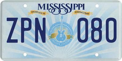 MS license plate ZPN080