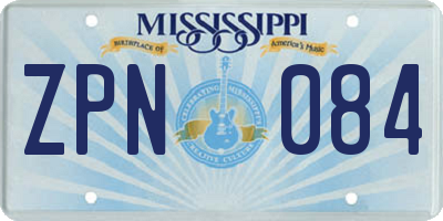 MS license plate ZPN084