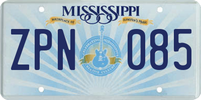 MS license plate ZPN085