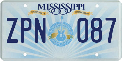 MS license plate ZPN087