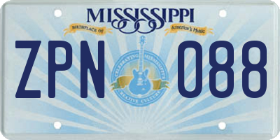 MS license plate ZPN088