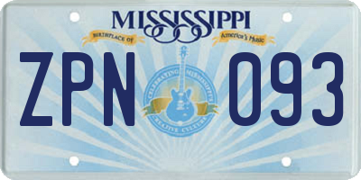 MS license plate ZPN093