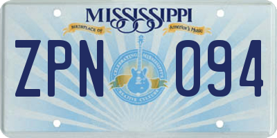 MS license plate ZPN094