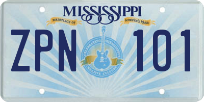 MS license plate ZPN101