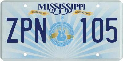 MS license plate ZPN105