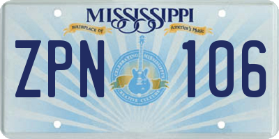 MS license plate ZPN106