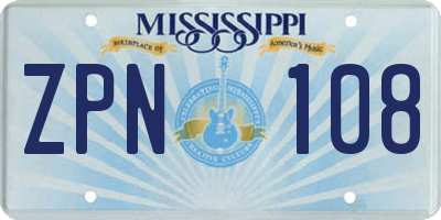 MS license plate ZPN108