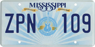 MS license plate ZPN109