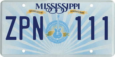 MS license plate ZPN111