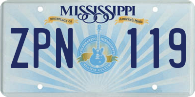 MS license plate ZPN119