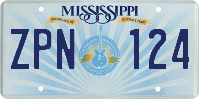 MS license plate ZPN124