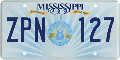 MS license plate ZPN127