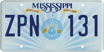 MS license plate ZPN131