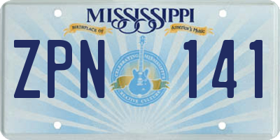 MS license plate ZPN141