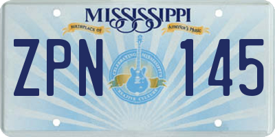 MS license plate ZPN145