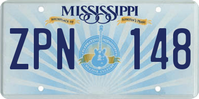 MS license plate ZPN148