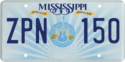 MS license plate ZPN150