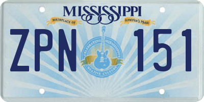 MS license plate ZPN151