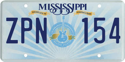 MS license plate ZPN154