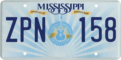 MS license plate ZPN158