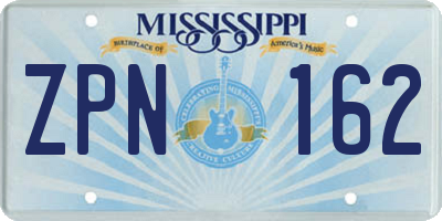 MS license plate ZPN162