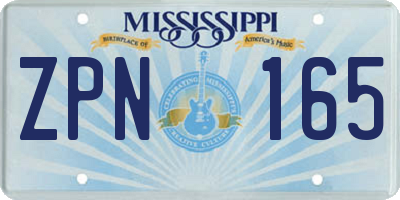 MS license plate ZPN165