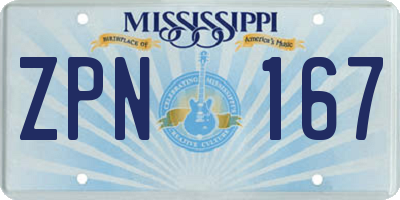 MS license plate ZPN167