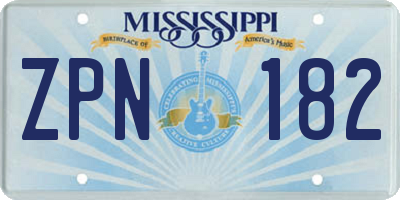 MS license plate ZPN182