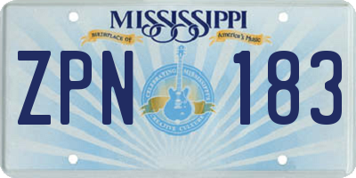 MS license plate ZPN183
