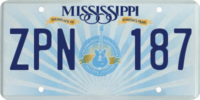 MS license plate ZPN187