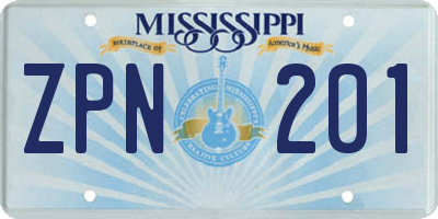 MS license plate ZPN201