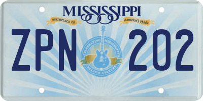 MS license plate ZPN202