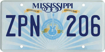 MS license plate ZPN206