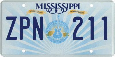 MS license plate ZPN211