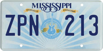 MS license plate ZPN213