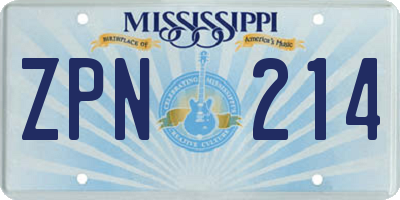 MS license plate ZPN214