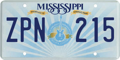MS license plate ZPN215