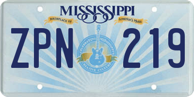 MS license plate ZPN219