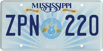 MS license plate ZPN220