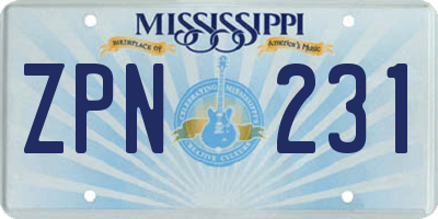 MS license plate ZPN231