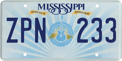 MS license plate ZPN233