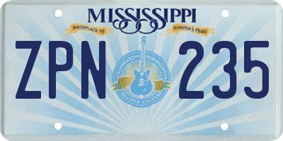 MS license plate ZPN235