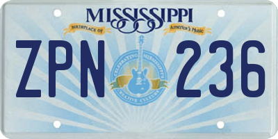 MS license plate ZPN236