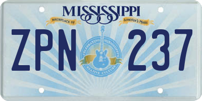 MS license plate ZPN237