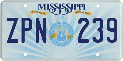 MS license plate ZPN239