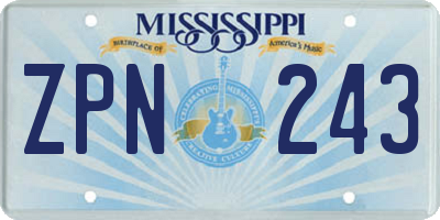 MS license plate ZPN243