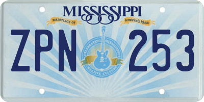 MS license plate ZPN253