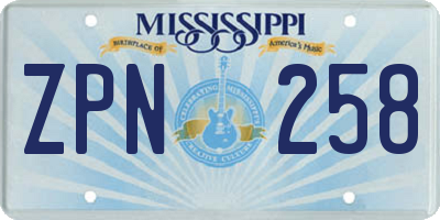 MS license plate ZPN258