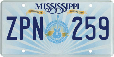 MS license plate ZPN259