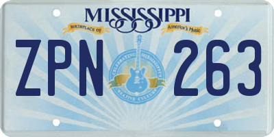 MS license plate ZPN263